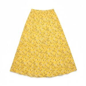 Younrui Yellow Floral Maxi Skirt Women’s 1XL High Waist A-Line Flowy Boho NWT